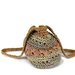 Orvis Boho Woven Macarame Straw Toyo Beach Handbag Shoulder Bag in Multicolor